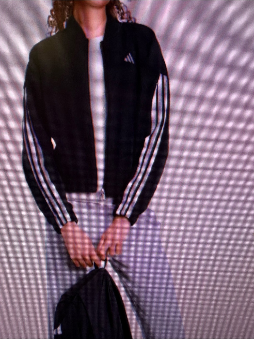 Adidas Black Sherpa Fleece Jacket with White Three-Stripes